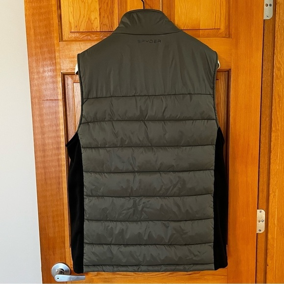 Spyder Men's Level Up Puffer Vest Sz L Insulated Olive Green Full Zip Packable - Picture 6 of 7
